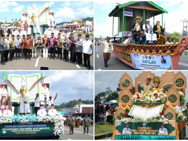 MTQ XXXI Sultra Resmi Bergulir, Pawai Ta'aruf Hadirkan Kemegahan 17 Kabupaten/Kota
