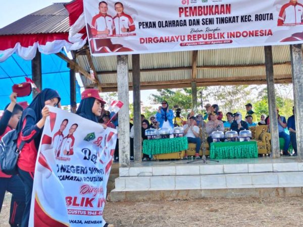 Semarak HUT RI ke-81, Kapolres Konawe bersama Bupati Yusran Buka Porseni di Routa