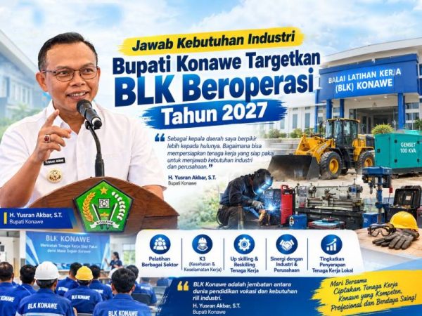 BLK Konawe Beroperasi 2027, Bupati Yusran Kejar Tenaga Kerja Terampil